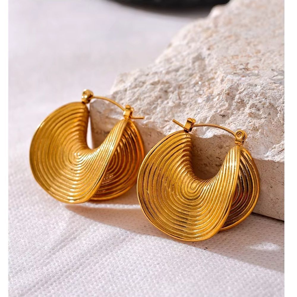Folded Gold Plated Stainless Steel Hoop Earrings